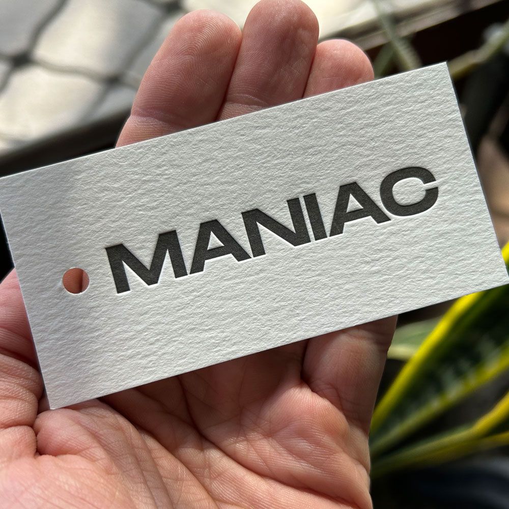 Etiquetas en letterpress Maniac