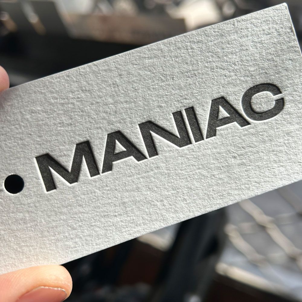 Etiquetas en letterpress Maniac