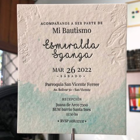 Set De Tarjetas De Bautismo En Letterpress