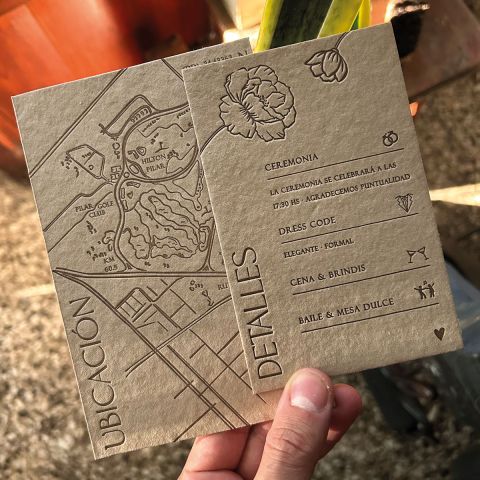 Set Tarjetones De Casamiento En Letterpress