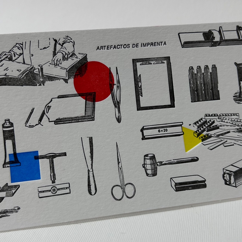 Postal Tipográfica Artefactos De Imprenta