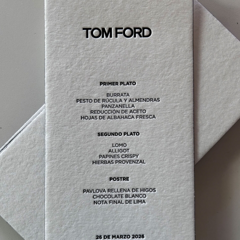 Menúes Personales Tom Ford