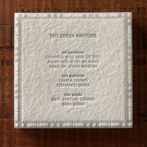 Tarjetones De Bautismo En Letterpress
